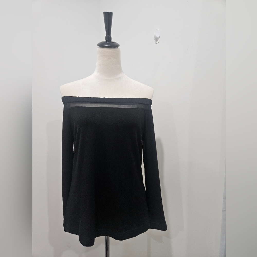NY&C Off Shoulder Black Top Large Long Sleeve NWT